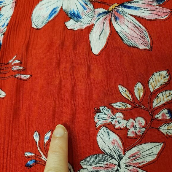 Woman Within Woven Maxi Boho Tropical Dress Size 2X Red Vacation Travel Island - Picture 8 of 14